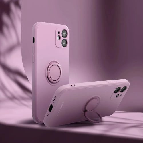 Apple iPhone Air (2025), Szilikon tok, stand, telefontartó gyűrű, Roar Amber, lila