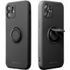 Apple iPhone Air (2025), Szilikon tok, stand, telefontartó gyűrű, Roar Amber, fekete