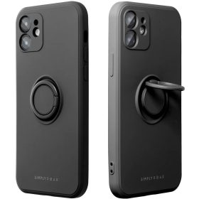   Apple iPhone Air (2025), Szilikon tok, stand, telefontartó gyűrű, Roar Amber, fekete