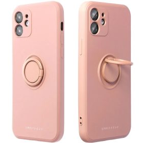   Apple iPhone Air (2025), Szilikon tok, stand, telefontartó gyűrű, Roar Amber, rózsaszín