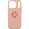 Apple iPhone Air (2025), Szilikon tok, stand, telefontartó gyűrű, Roar Amber, rózsaszín