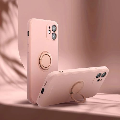 Apple iPhone Air (2025), Szilikon tok, stand, telefontartó gyűrű, Roar Amber, rózsaszín
