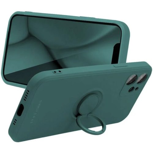 Apple iPhone Air (2025), Szilikon tok, stand, telefontartó gyűrű, Roar Amber, zöld