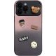 Apple iPhone 11, Szilikon tok, színátmenetes, 3D maci, kávé, smile minta, Teddy Bear Coffee Case, rózsaszín/fekete