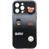 Apple iPhone 11, Szilikon tok, színátmenetes, 3D maci, kávé, smile minta, Teddy Bear Coffee Case, szürke/fekete