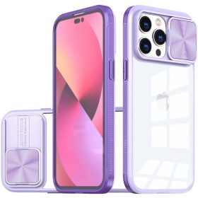   Apple iPhone 12 / 12 Pro, Műanyag hátlap + szilikon keret, átlátszó akril hátlap, kamera védelem, Wooze Trendy, lila