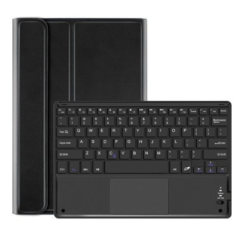 Apple iPad Pro 13 (2024 / 2025), Bluetooth billentyűzetes, mappa tok, Touch Pad, mágneses rögzítés, Wooze Simple Touch, fekete