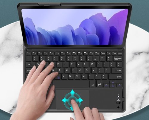Apple iPad Pro 13 (2024 / 2025), Bluetooth billentyűzetes, mappa tok, Touch Pad, mágneses rögzítés, Wooze Simple Touch, fekete