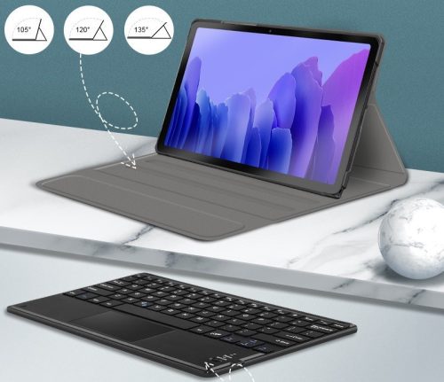 Apple iPad Pro 13 (2024 / 2025), Bluetooth billentyűzetes, mappa tok, Touch Pad, mágneses rögzítés, Wooze Simple Touch, fekete