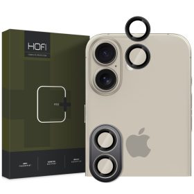   Apple iPhone 16 / 16 Plus, Kamera lencsevédő fólia, ütésálló fólia, Tempered Glass (edzett üveg), alumínium keret, Camring Pro Plus, fekete