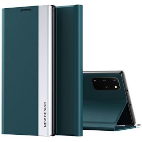   Samsung Galaxy S24 FE SM-S721, Oldalra nyíló tok, stand, Wooze Silver Line, sötétzöld