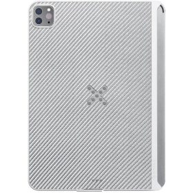   Apple iPad Pro 11 (2020 / 2021 / 2022), Műanyag hátlap töltőtok, PitaFlow vezeték nélküli töltővel, karbon minta, Pitaka MagEZ Pro Case, fehér