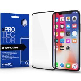   Apple iPhone 16 Pro / 17 / 17 Pro, Kijelzővédő fólia, ütésálló fólia (az íves részre is!), Tempered Glass (edzett üveg), Xprotector Full 3D, fekete