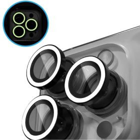   Apple iPhone 16 Pro / 16 Pro Max, Kamera lencsevédő fólia, ütésálló fólia, Tempered Glass (edzett üveg), sötétben világít, Xprotector Luminous, fehér
